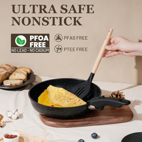 Nonstick Pots and Pans Set (Black / 20 Pack)