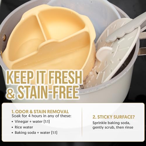 48oz Platinum Silicone 3 Compartmented Microwave Steamer Pot with Handle & Lid (48oz / Ivory)