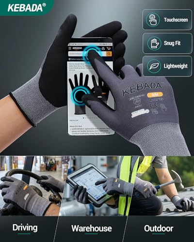 W2 Touchscreen Safety Work Gloves for Men & Women (6 Count)