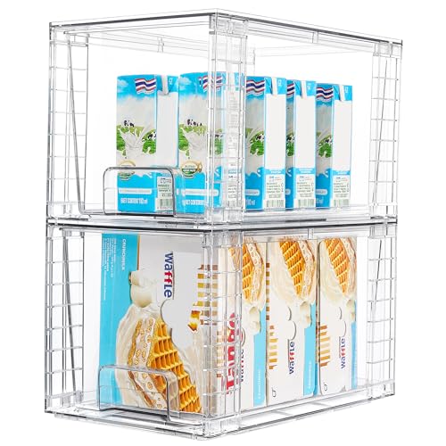 4 Pack Stackable Clear Pantry Storage Drawers (2Pack 7"H)