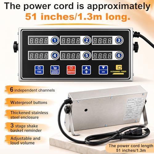2 Pack Commercial Digital Kitchen Timer for Cooking (6 Channel)