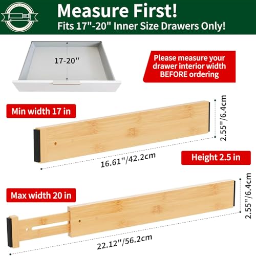 Bamboo Drawer Dividers 2.6" High (6 Count)
