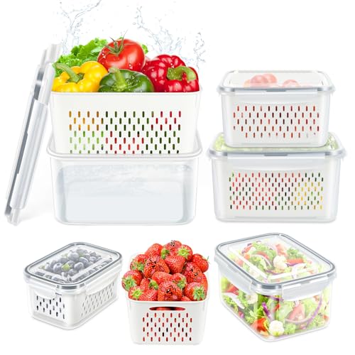 5 Pack Fruit Storage Containers for Fridge Berry Keeper Produce Saver (5 Pack Produce Savers)