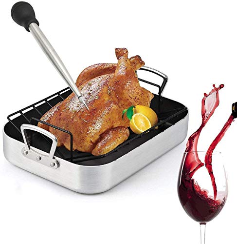 Stainless Steel Turkey Baster Syringe and Poultry Lifters fork Set of 2 (2 Count)