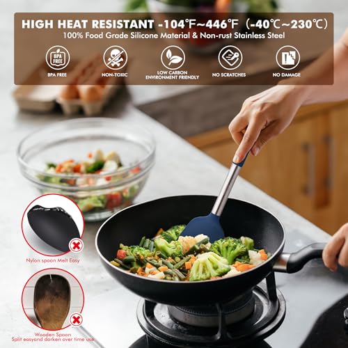 Silicone Kitchen Cooking Utensils Set (Blue)