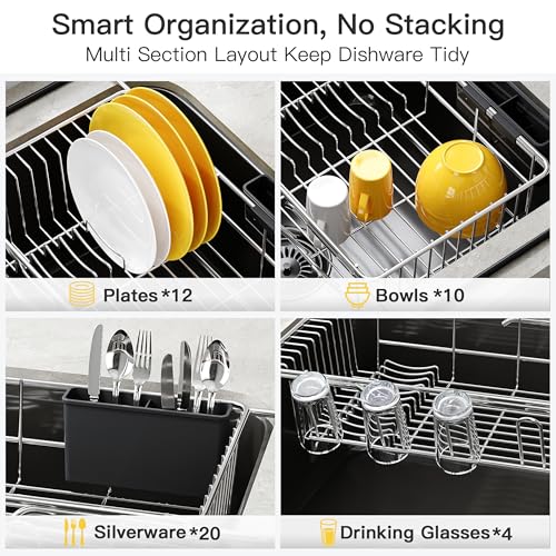in Sink Dish Drying Rack with Drainboard and Utensil Holder (Silver / For 12"-30"w Sink, with Drainboard)