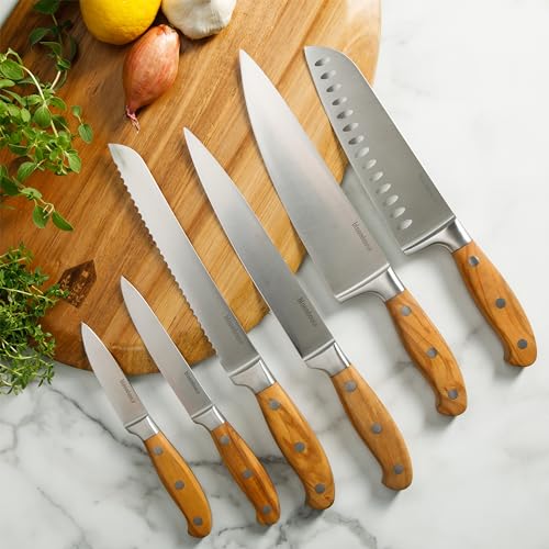 Kitchen Knife Block Set (Italian Olive Wood)