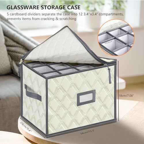 Champagne Flute Storage Box (Beige / 1 Pack Champagne Wine Glass Storage Box)