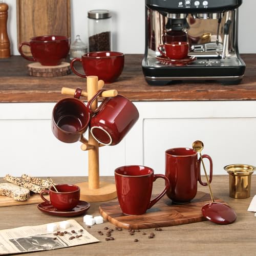 Ceramic Coffee Mug Set (Cherry Red)