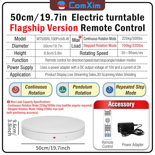 19.7In Remote Large Motorized electric turntable Rotating platform Photography Turntable Motorized lazy susan Base giratoria para for Photography