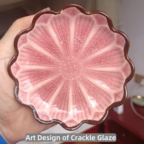 Ceramic Spoon Rest for Stove Top (Cracks Deco, Pink)