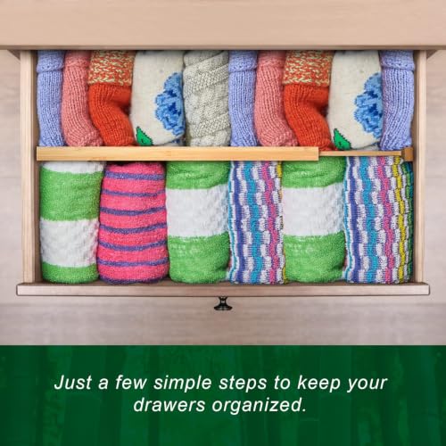 6 Pack Bamboo Drawer Dividers 4.65" High Adjustable from 17'' to 22'' (Beige / 17-22 Inch)