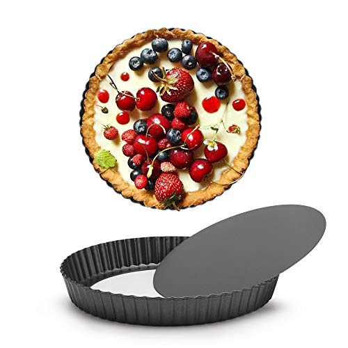 Mini Tart Pans for Baking (Black-Round-2 pack / 8 Inch)