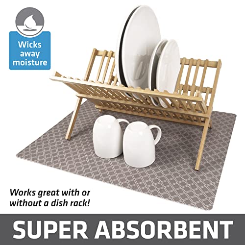 Jumbo XL Dish Drying Mat (Taupe Diamond Squares / 19" x 24")