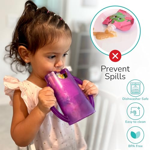 Original Squeeze Proof Flipping Holder with Open Bottom for Food Pouches & Juice Boxes (White)