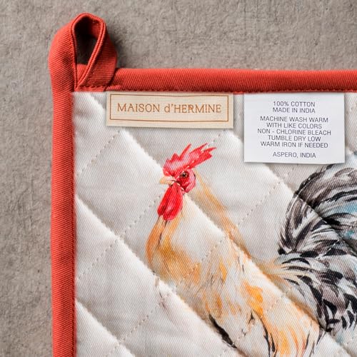 100% Cotton Oven Mitt & Pot Holder Set (009 - Campagne / 7.5" x 13" & 8" x 8" (Oven Mitt & Pot Holder))
