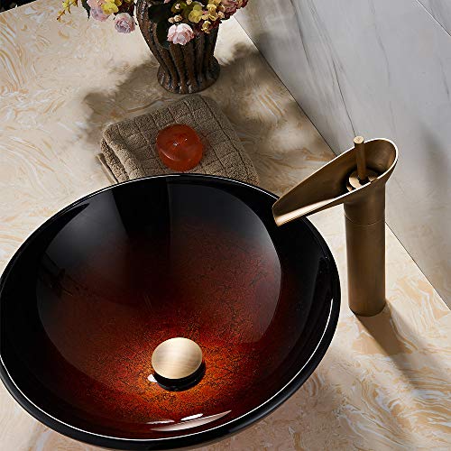Antique Brass Pop Up Bathroom Vessel Sink Drain Stopper (With Overflow / Antique Brass)