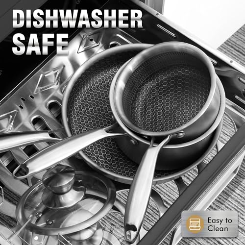 Hybrid Nonstick 1 Quart Stainless Steel Saucepan with Glass Lid (1 Quarts)