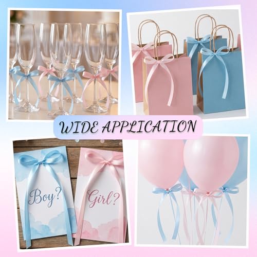 30 Pack Pink Blue Bow Cake Toppers Ribbon Bows for Cake (Pink, Blue)