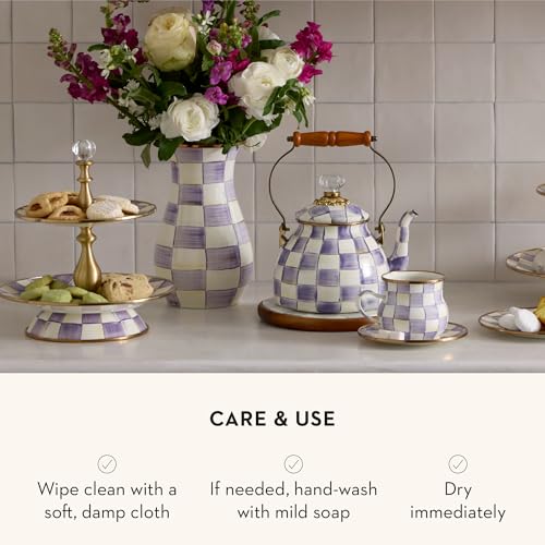 Enamel Tall Vase (Violet Check)