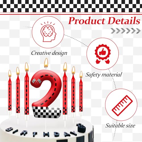 13PCS Racing Car Theme Birthday Candle Set with Checkered Flag Design (13 Count)