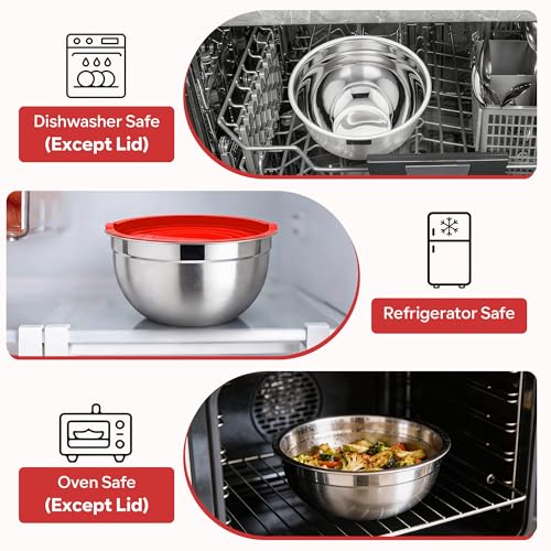 Mixing Bowls with Lids Set (Red / 10 Piece)