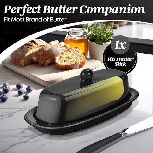 Standard Ceramic Butter Dish with Lid (Black / Standard)