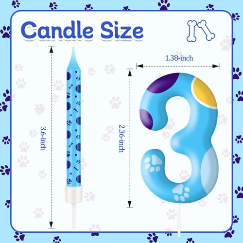 13PCS Blue Dog Paw Birthday Candles Set Cake Topper Numeral Birthday Candles for Boy Girl Dog Paw Decoration (13 Count)