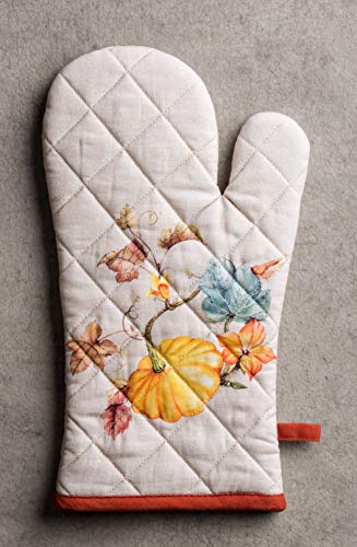 100% Cotton Oven Mitt & Pot Holder Set (096 - Potiron / 7.5" x 13" & 8" x 8" (Oven Mitt & Pot Holder))