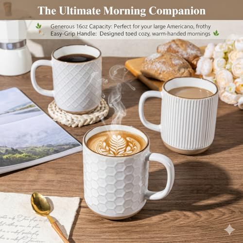 Coffee Mugs Set of 6 (Off-White / Set of 6 (16 Ounces))
