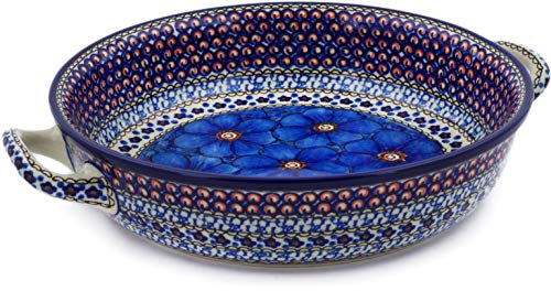 Round Baker with Handles 10 (Cobalt Poppies)