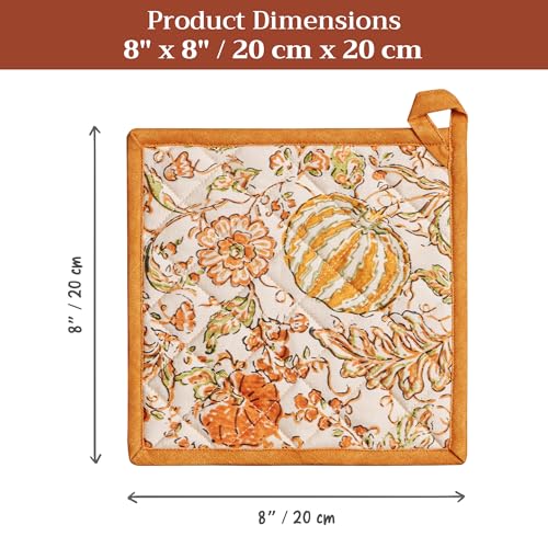Pot Holders 100% Cotton Potholders (127 - Pumpkin Spice / 8" x 8" (Pot Holder Pack of 1))