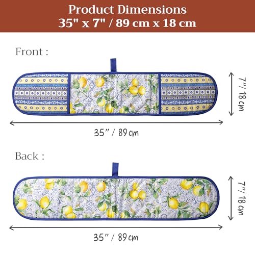 Double Oven Mitts 100% Cotton Double Oven Glove (030 - Citrus / 7" x 35" (Double Oven Mitt))