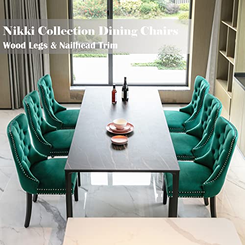 Green Velvet Dining Chairs Set of 6 (Green)