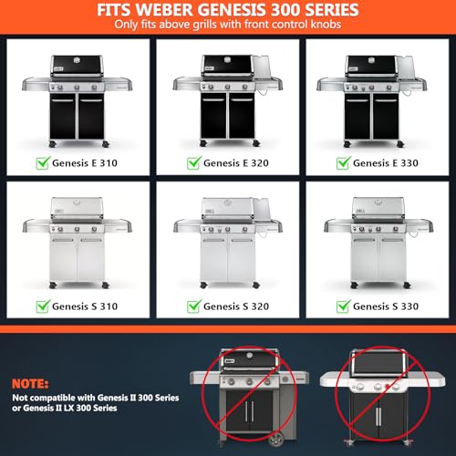 SUS304 Grill Parts for Weber Genesis 300 Series with Front Control Knob (L8 17.5")