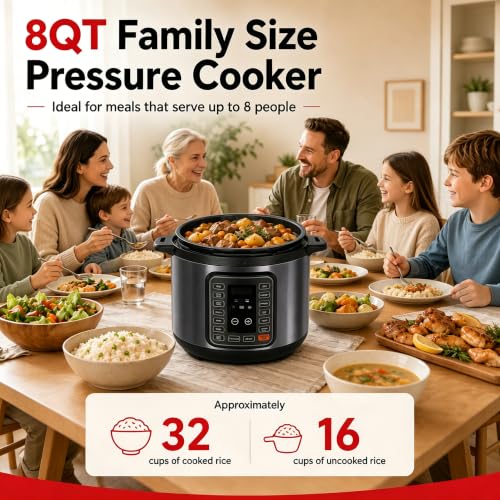 Electric Pressure Cooker 8Qt (Black / 8 Quarts)