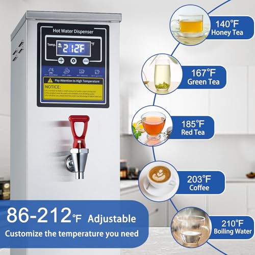 Hot Water Dispenser Commercial Water Boiler Countertop Hot Water Machine Stainless Steel Step (Silver 30Liter/H)