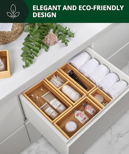 5 Piece Bamboo Drawer Organizer Set