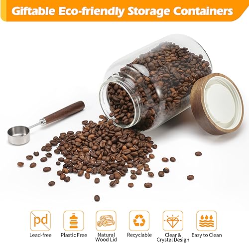 Large Glass Coffee Jars with Spoons 60 oz (1800ml/60oz)