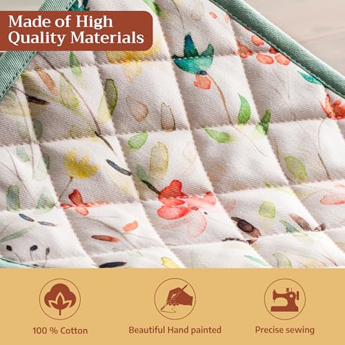 Pot Holders 100% Cotton Potholders (005 - Colmar / 8" x 8" (Pot Holder Pack of 2))