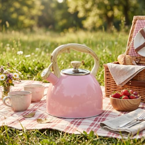 Whistling Tea Kettle for Stove Top (Pink)