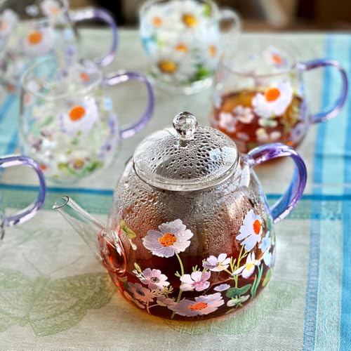 Heat Resistant Glass Teapot with Infuser (Chamomile)