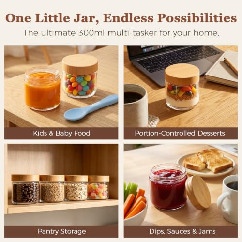 Overnight Oats Containers with Lids 10 oz (0.3125 Qt x 4)