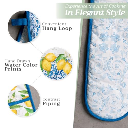 Double Oven Mitts 100% Cotton Double Oven Glove (032 - Cedrat / 7" x 35" (Double Oven Mitt))