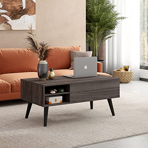 Lift Top Coffee Table with Hidden Storage (Ash_black / 39" with Shelf)