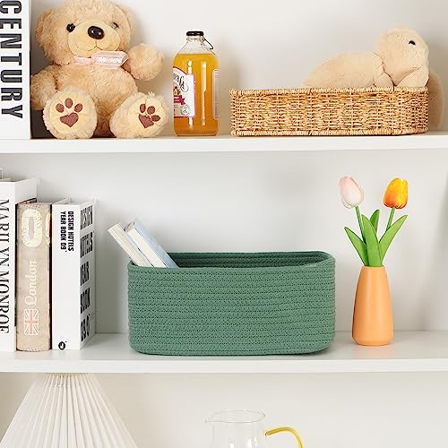 Small Storage Baskets for Organizing (4pcs-L11.5xW7.5xH4.7" / Green)