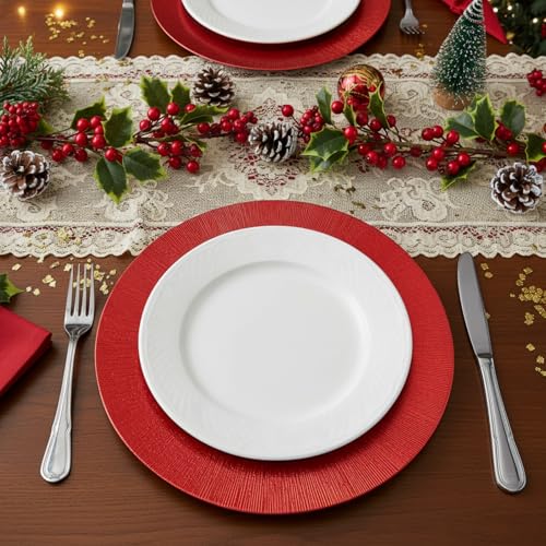 50 Pcs Red Charger Plates 13" Plastic Round Charger Dinner Plates (Modern Style / Red)