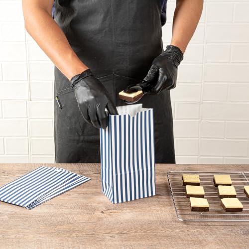 Blue And White Stripe Paper Bag (4 lb / Blue & White)