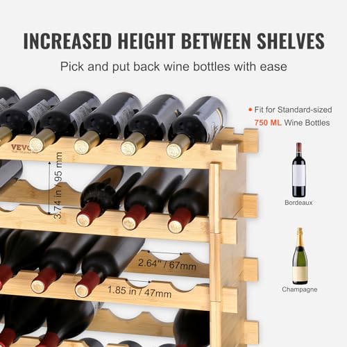 8 Tier 72 Bottles Stackable Modular Wine Rack (Natural Wood Color / 8-Tier 72 Bottles)