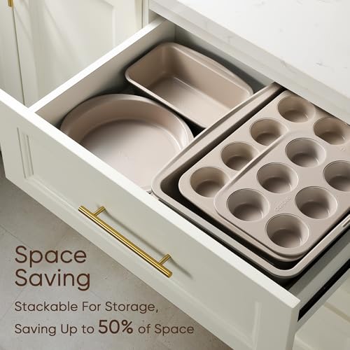 7 Piece Baking Pans Set (Gray & Khaki 7-Piece)